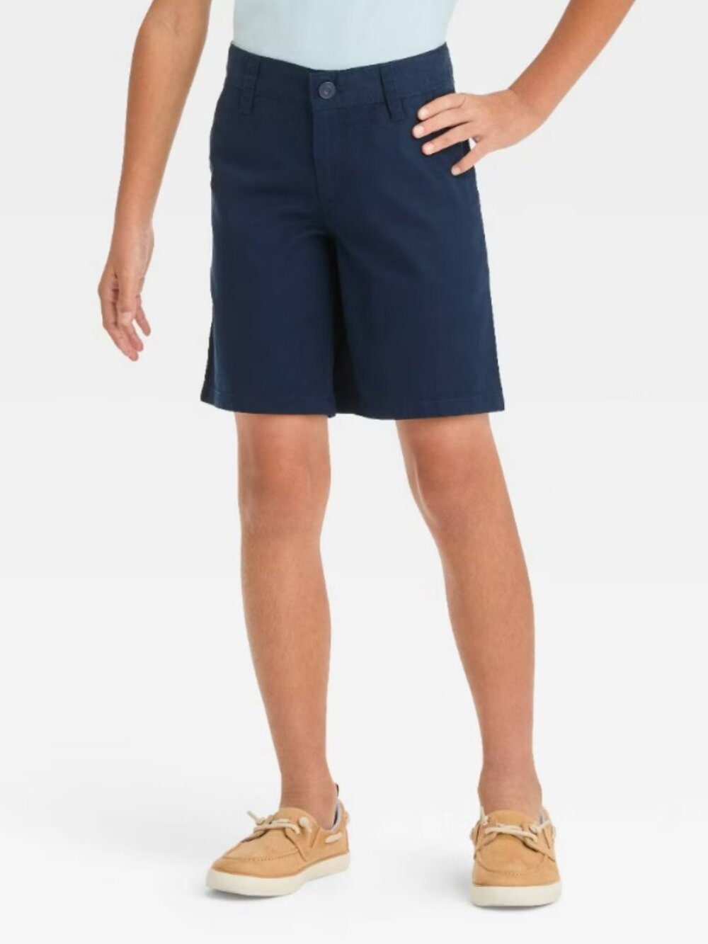 Cat & Jack Lightweight Cotton Blend Mid Flat Front Chino Pull-On Short in Navy